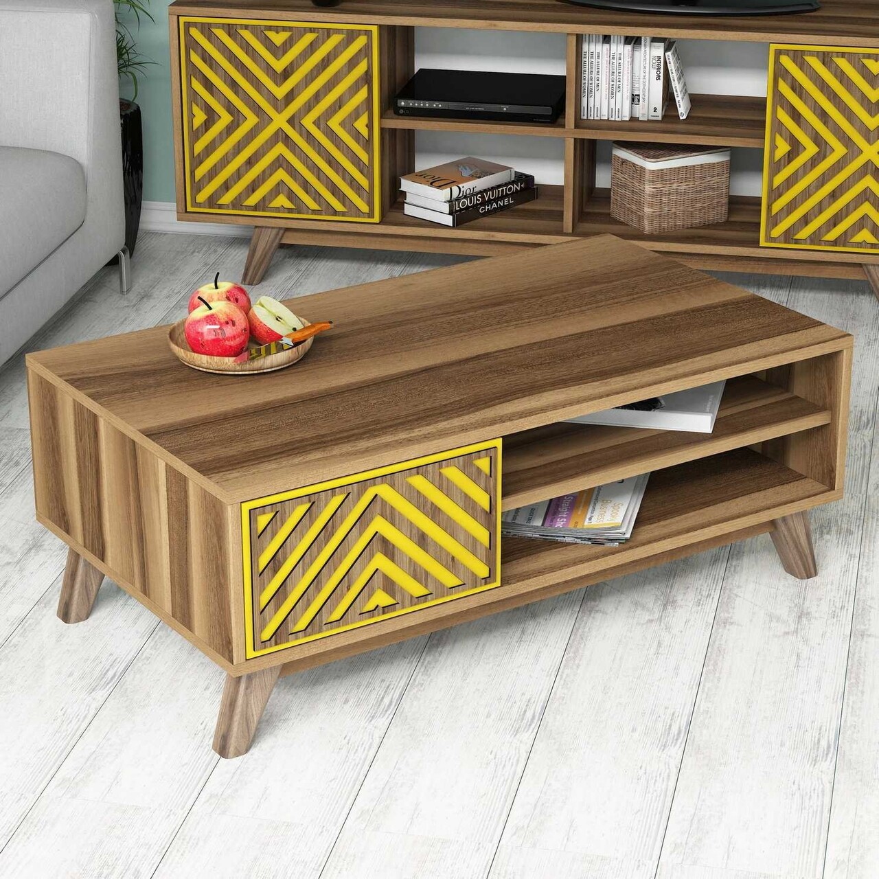 Masuta de cafea İnci Walnut, Hommy Craft, 105x60x38,2 cm, alunagalben - imagine 6